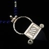 Croix d'Ingall, agate et perles bleues