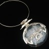 Médaillon de quartz noir orné d'argent