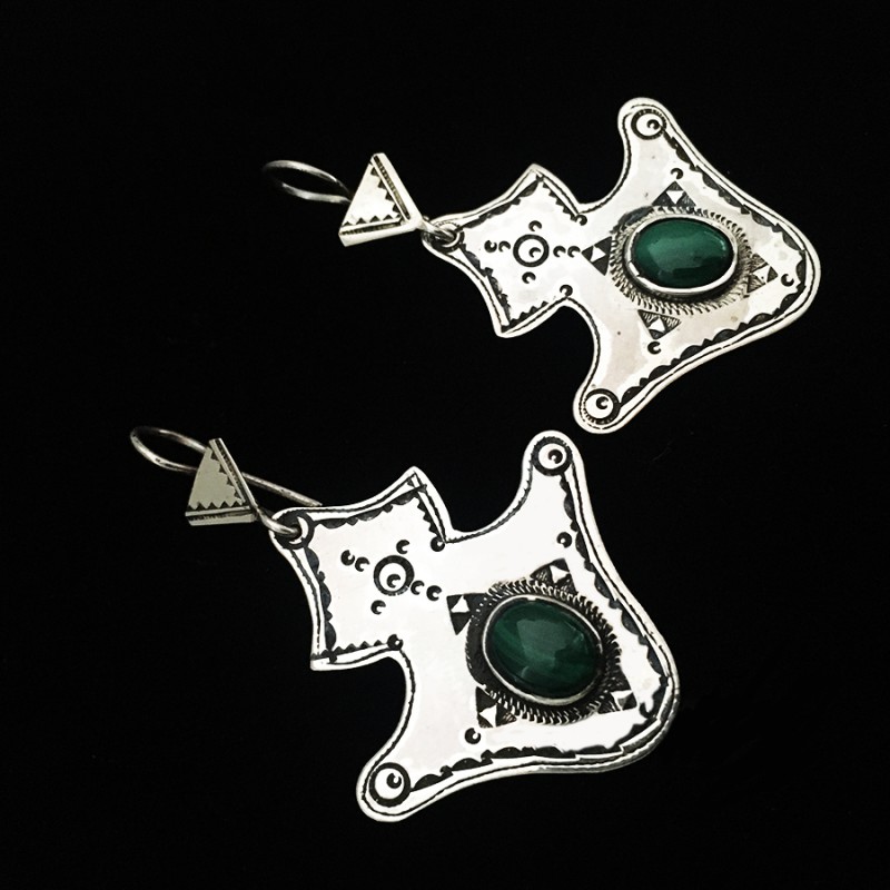 boucles d'oreilles traditionnelles argent et pierre turquoise