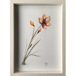 Fleur, peinture acrylique sur toile avec encadrement